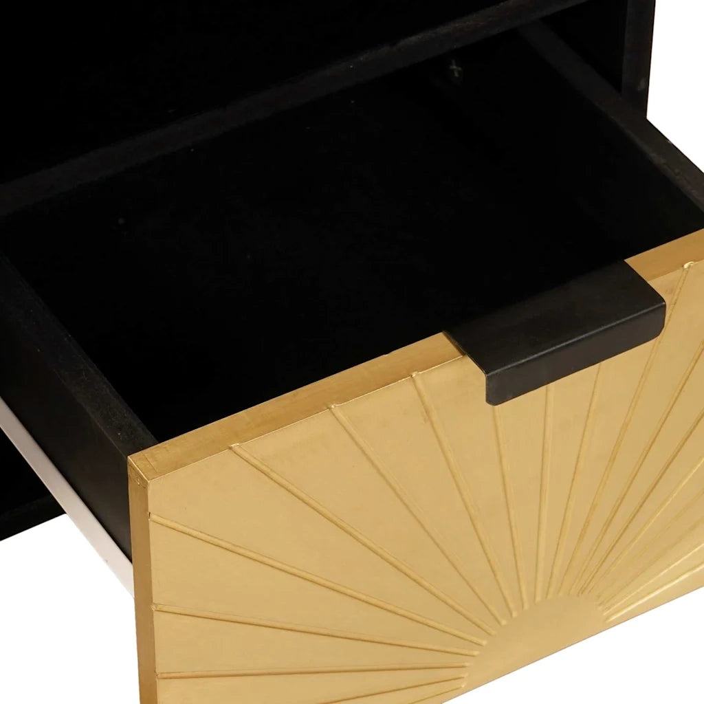 vidaXL Mobile TV Nero e Oro 100 x 33 x 46 cm legno massello di mango
