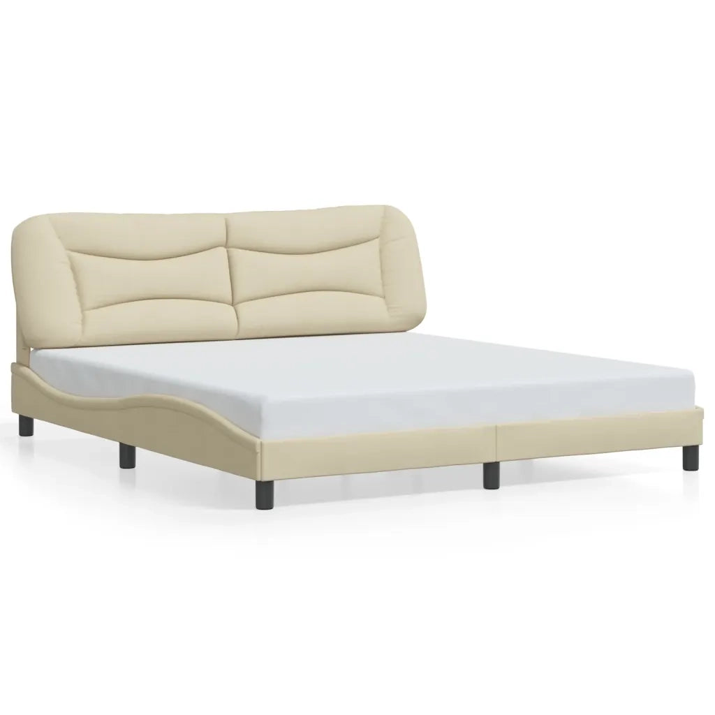 Giroletto con LED senza Materasso-Struttura Letto Hvar Crema 180x200 cm in Tessuto
