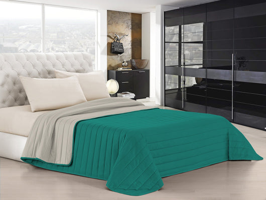 Trapuntino Doubleface 1 Piazza e Mezzo 100gr Grigio Chiaro/Acqua