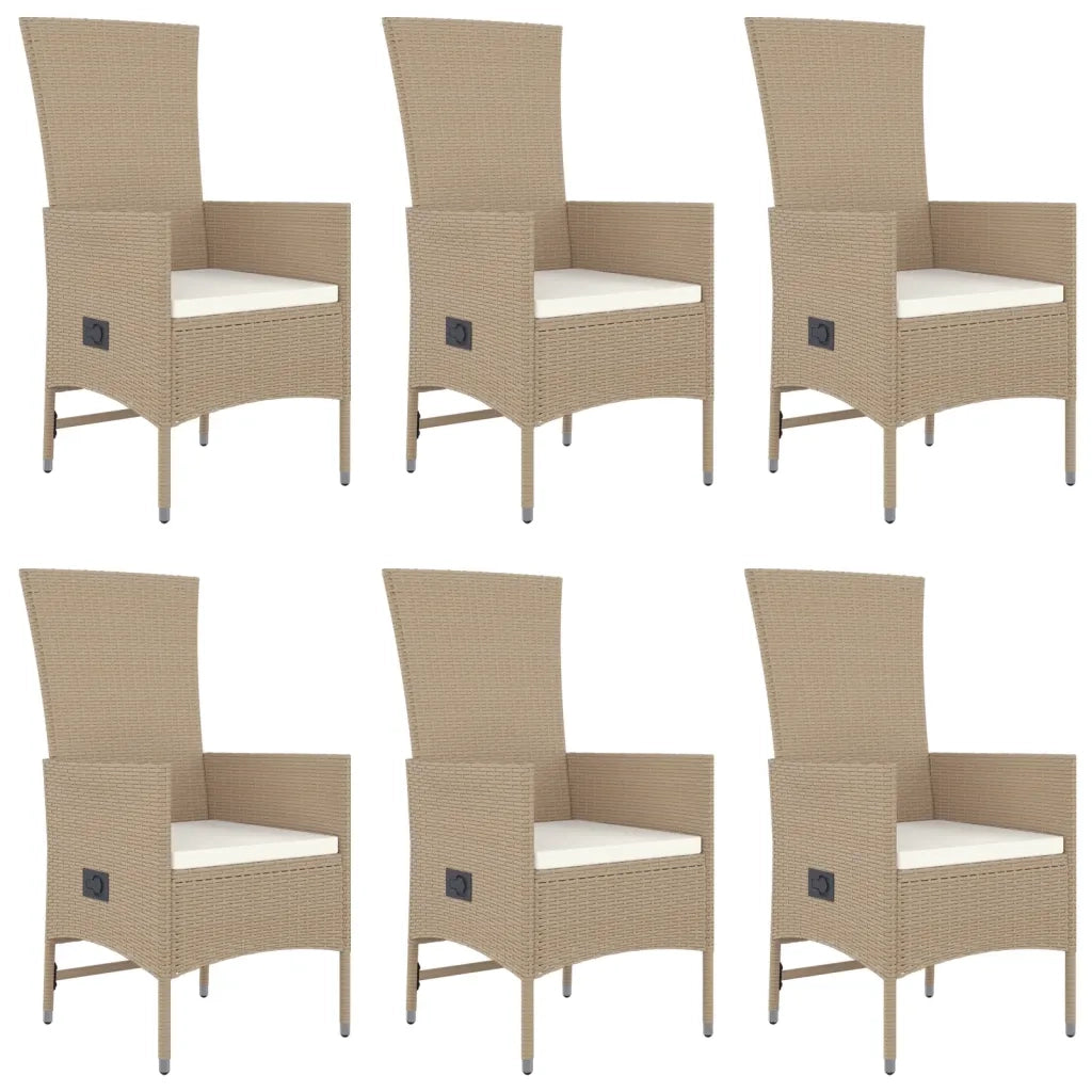 Set da Pranzo da Giardino 7 pz con Cuscini Beige in Polyrattan 3157570