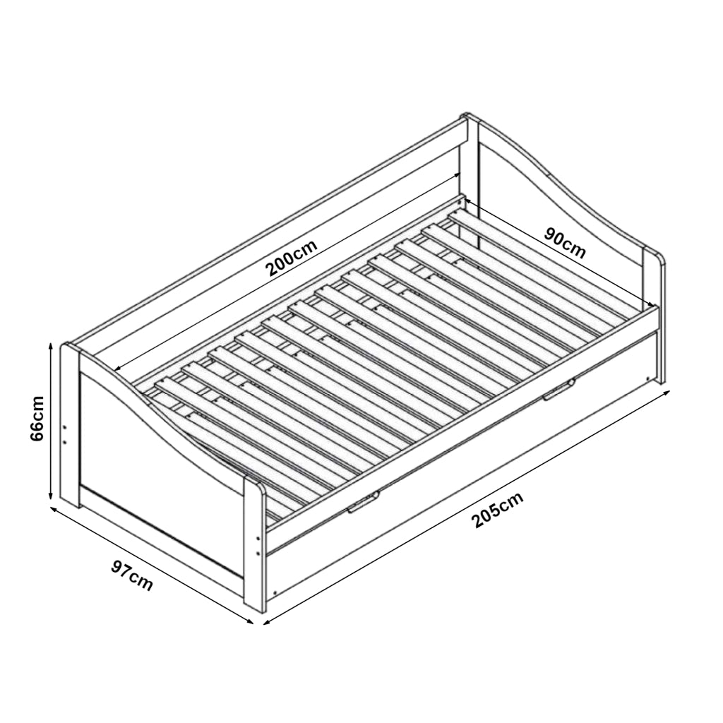 [en.casa] Divano con Secondo Letto Estraibile + 2 Materassi 90 x 200 cm 2 Posti Letto 2 Letti Singoli - Grigio Scuro