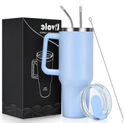 Ottimo contenitore di viaggio in acciaio inossidabile 1200 ml con manico - becher isolante per uso esterno - lattina di acqua per campeggio - colore azzurro chiaro
