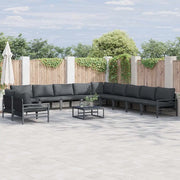 Set Divano da Giardino con cuscino 11 pcs Nero Acciaio 3379006