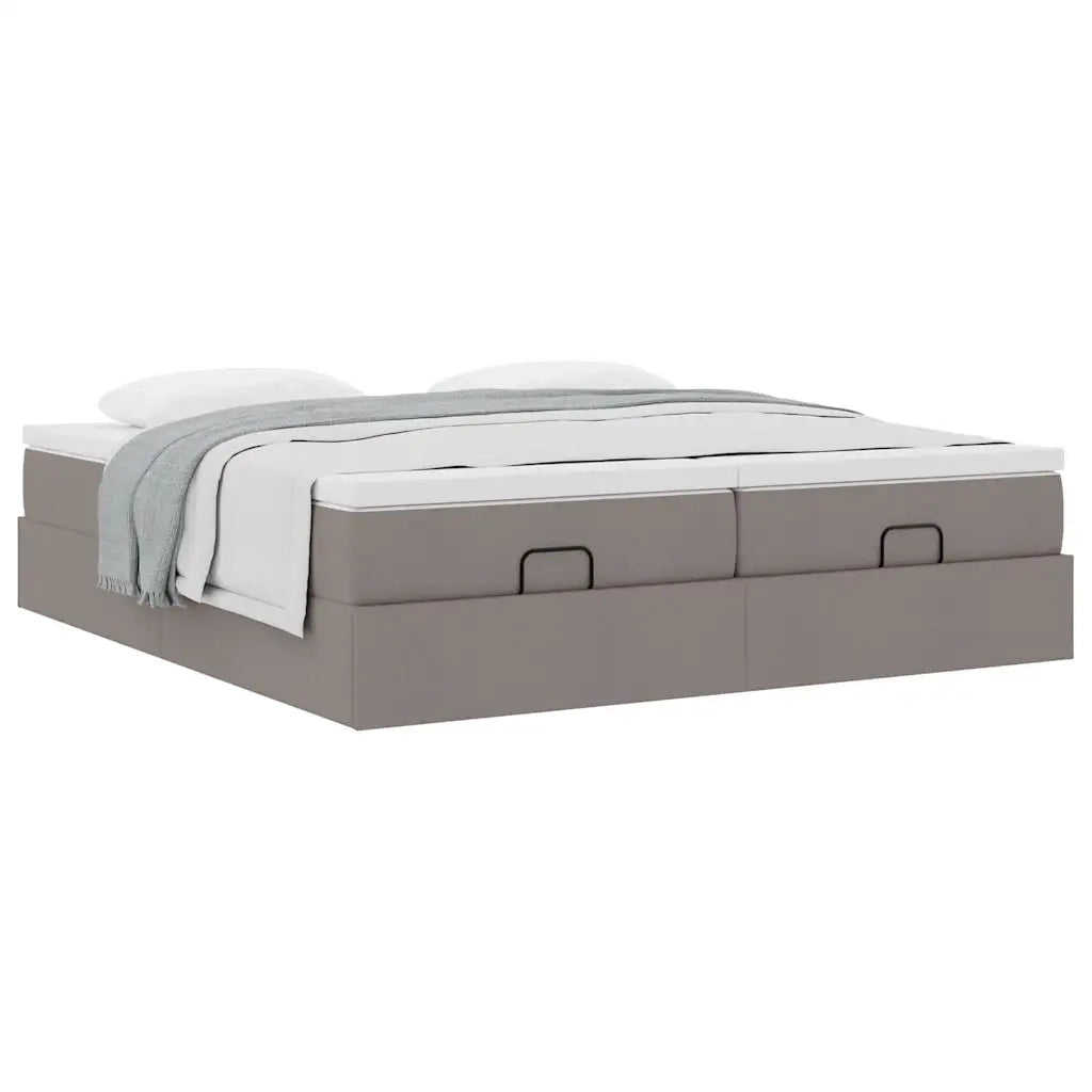 Struttura Letto Pouf con Materassi Tortora 180x200cm in Tessuto 3311245