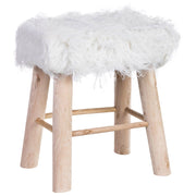 Sgabello in legno rivestito in tessuto bianco 37x26x43h cm
