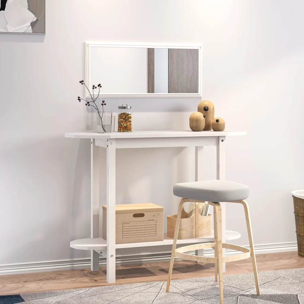 Tavolo Consolle | Tavolo d'Ingresso Bianco 110x40x80 cm in Legno Massello di Pino