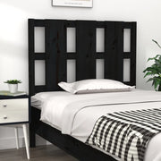Testiera per Letto Nera 105,5x4x100cm in Legno Massello di Pino 817979
