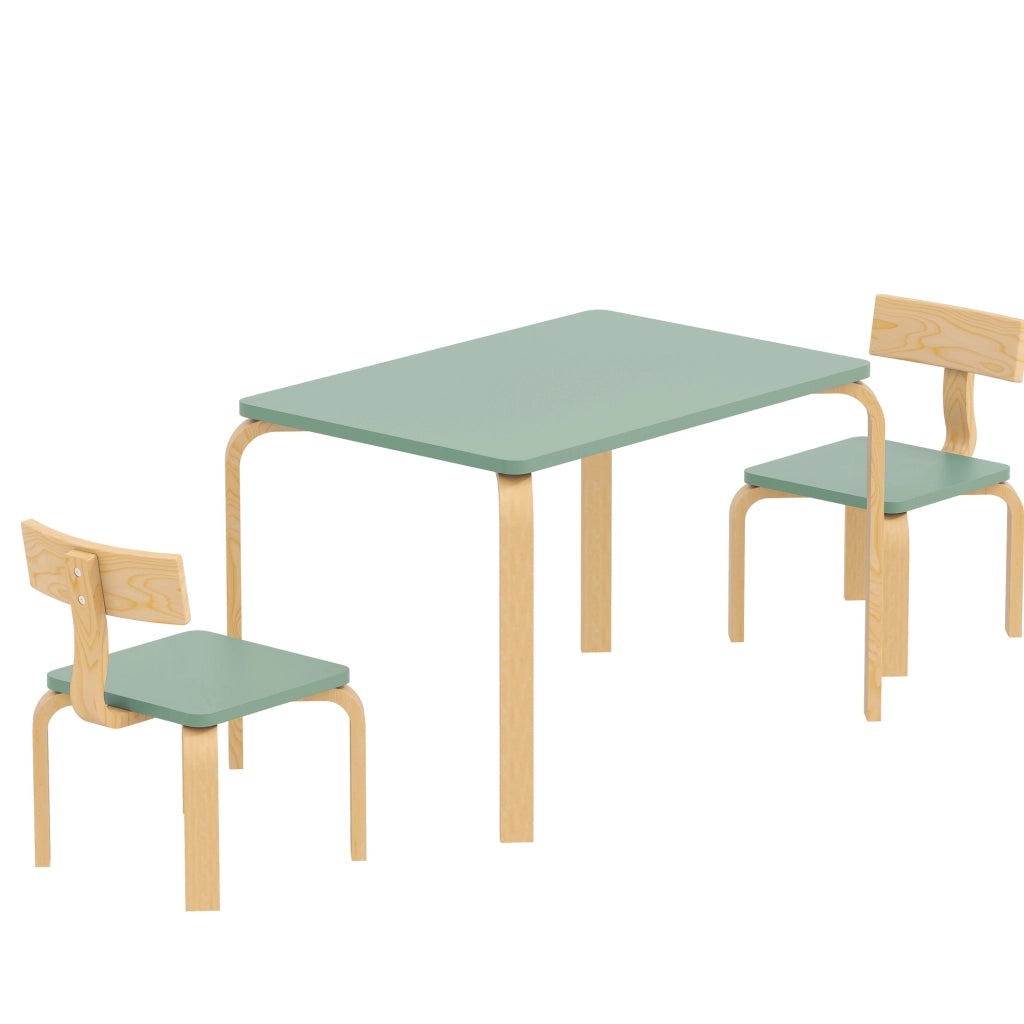 Tavolo bambini con 2 sedie ¨C zephmum ¨C legno, 78x53x53cm, verde