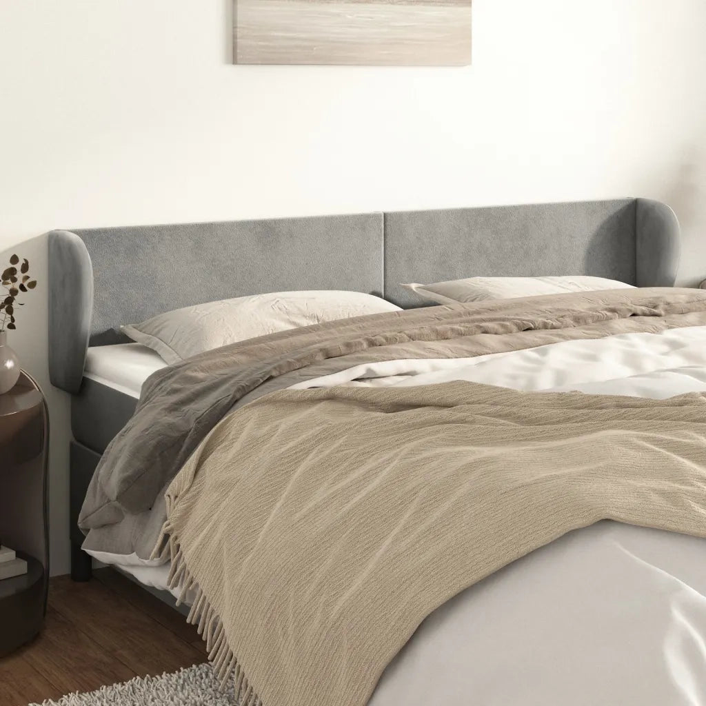 Testiera ad Orecchio Grigio Chiaro 183x23x78/88 cm in Velluto 3116924