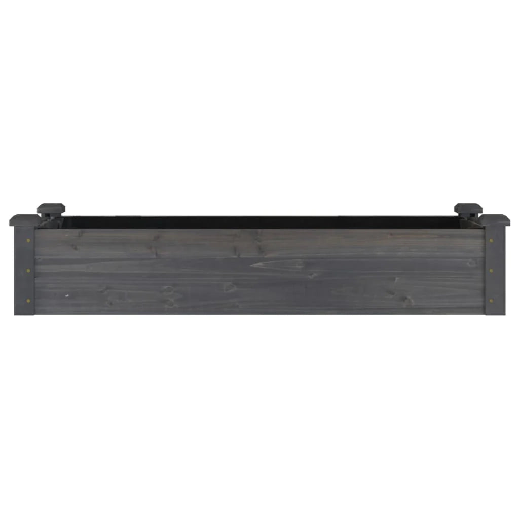 Fioriera rialzata per piante fiori patio giardino rivestimento 120 x 45 x 25 cm legno massello di abete grigio 02_0039833