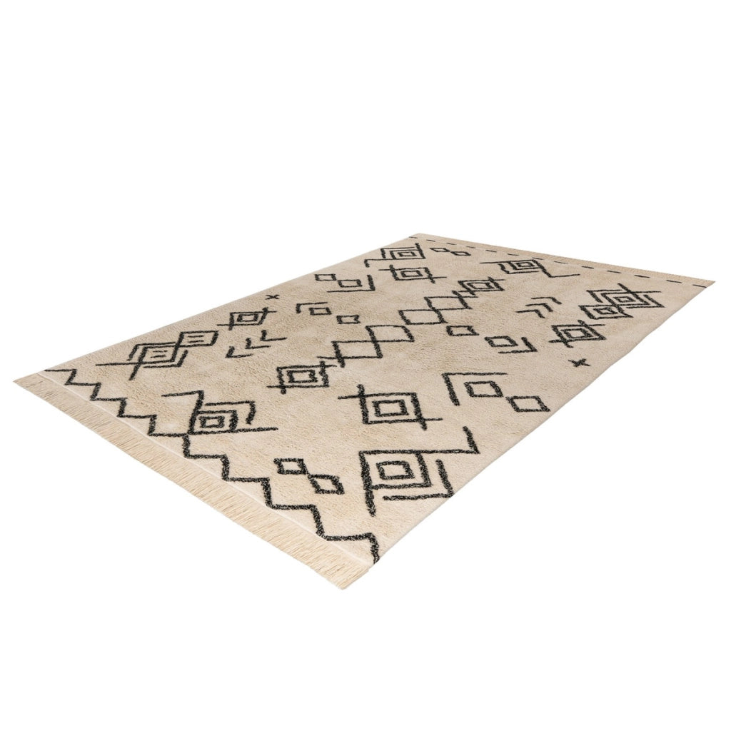 Tappeto Mylen in cotone a trama geometrica crema e nero