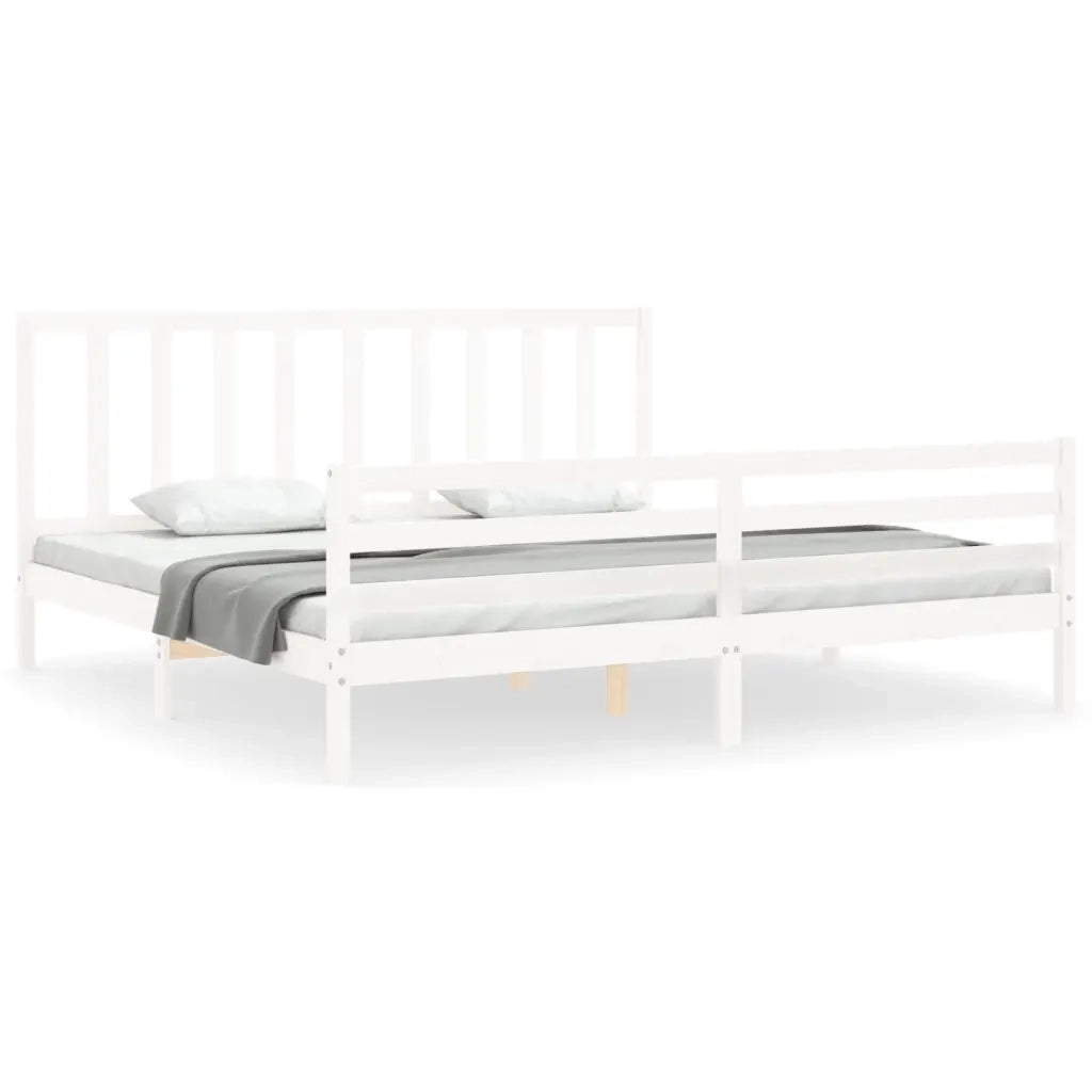 Giroletto senza Materasso-Struttura Letto Bianco 200x200 cm Legno Massello Pino 906794