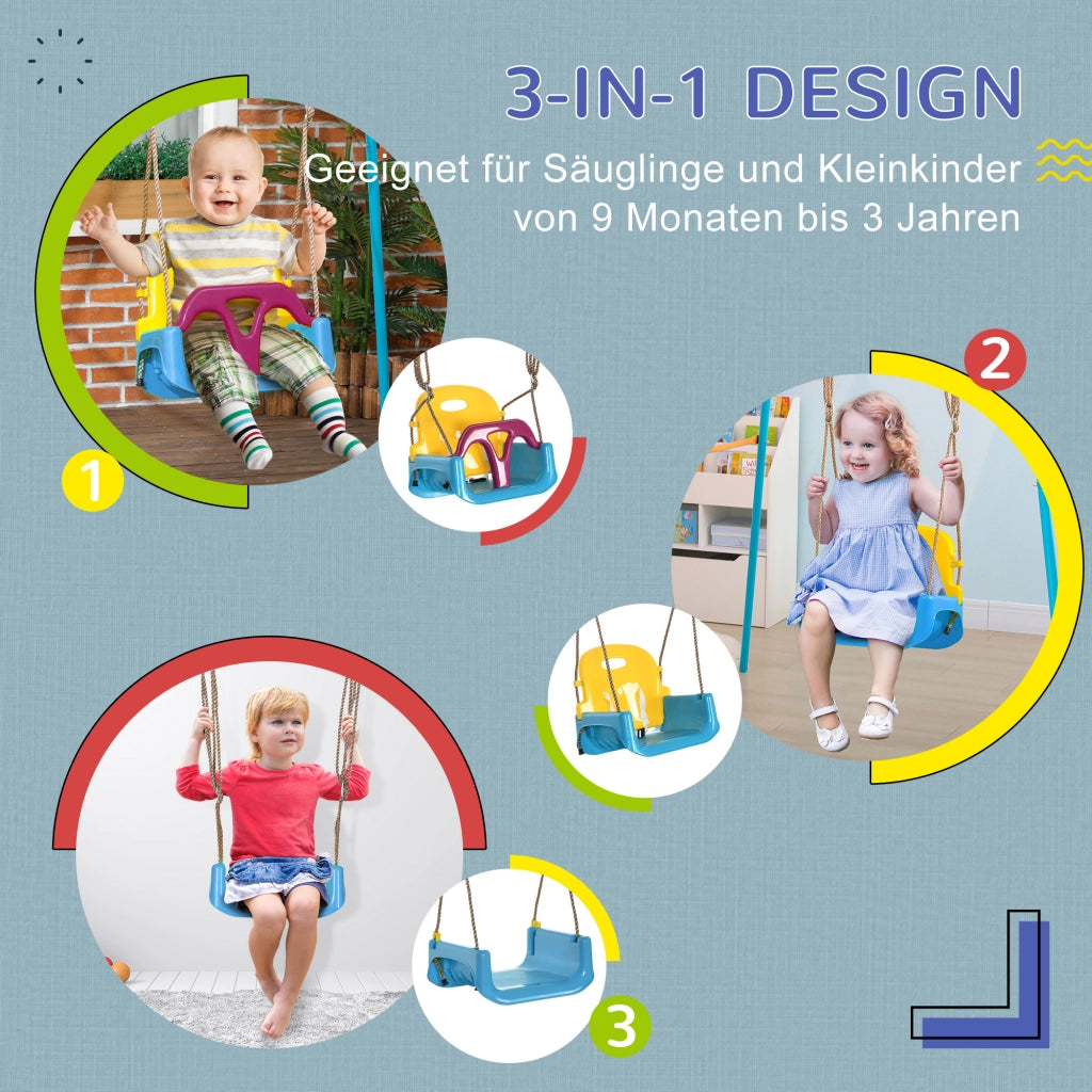 Altalena per bambini 3 in 1 ¨C zephmum ¨C blu e giallo, 42x33x180 cm
