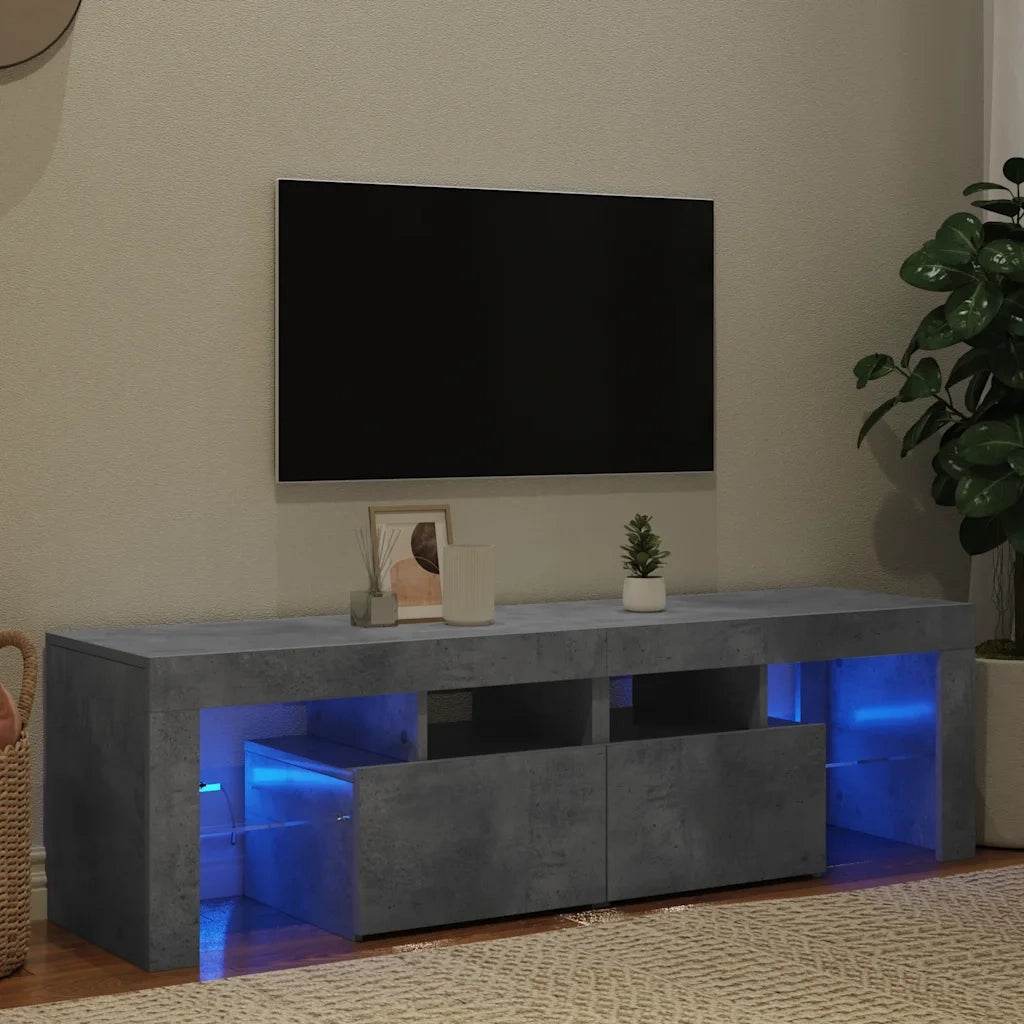 Mobile Porta TV con Luci LED Grigio Cemento 140x36,5x40 cm 804368
