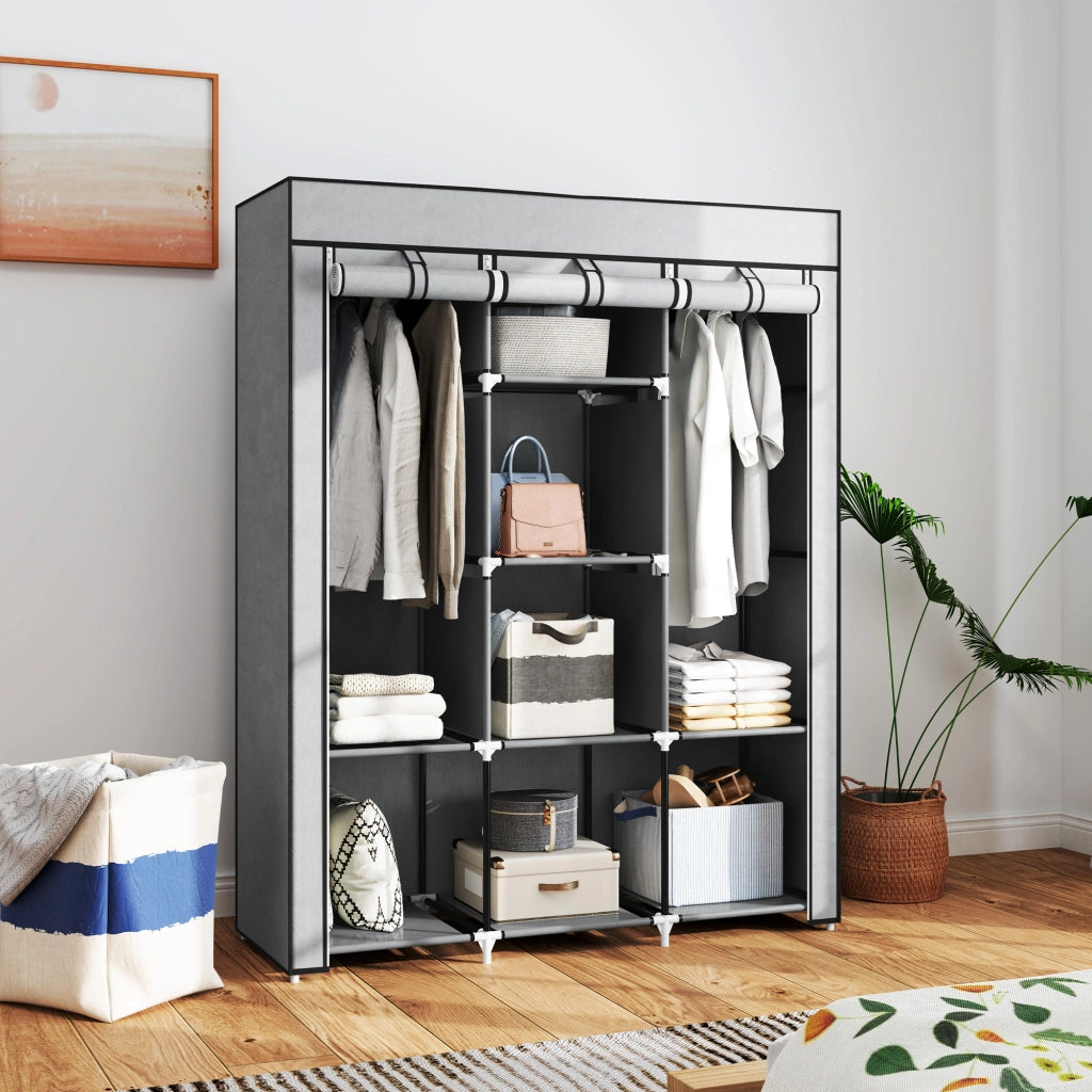 Armadio guardaroba con ante scorrevoli ¨C zephmum ¨C grigio 90x51x200 cm