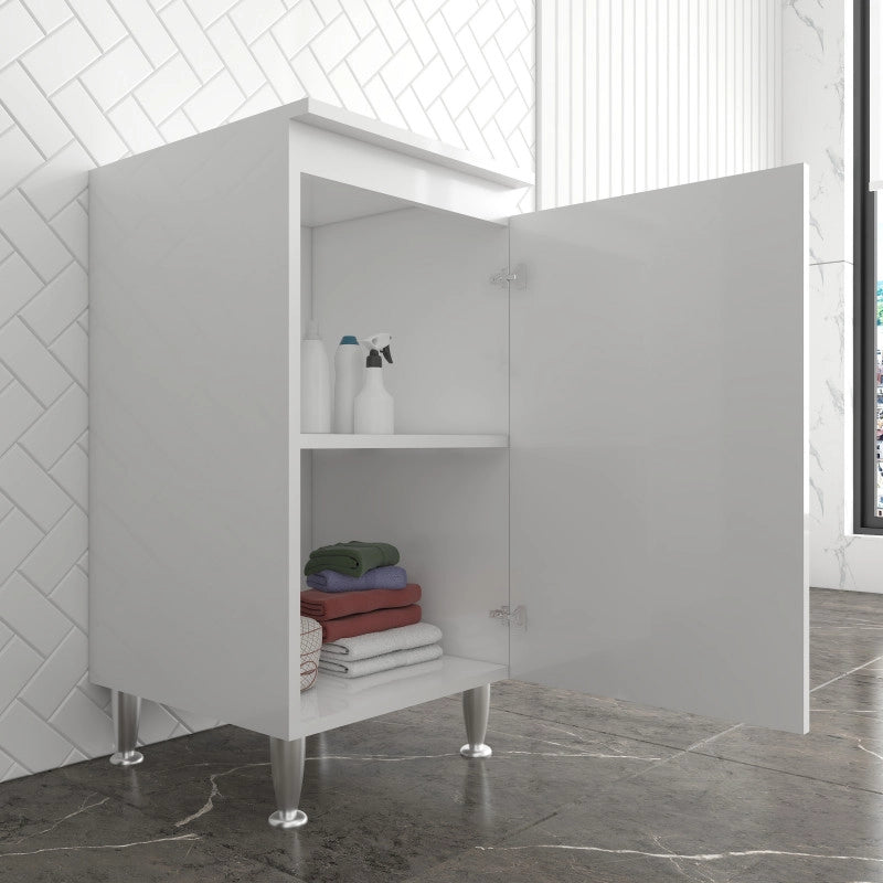 Mobile lavanderia 1 anta 45x50 cm piedini regolabili  Legno idrofugo bianco  Ripiano interno  Negrari