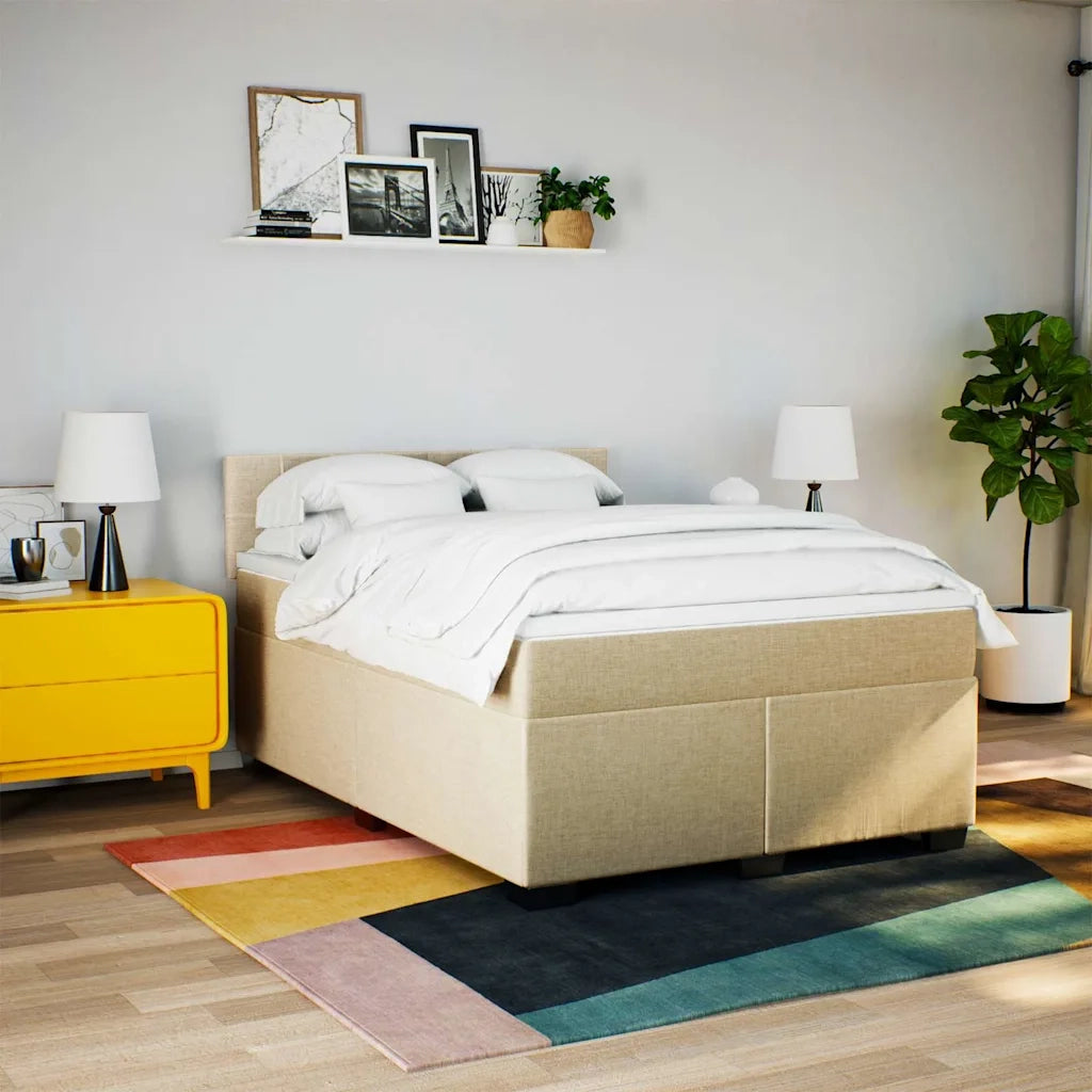 Giroletto a Molle con Materasso Crema 140x19 cm in Tessuto