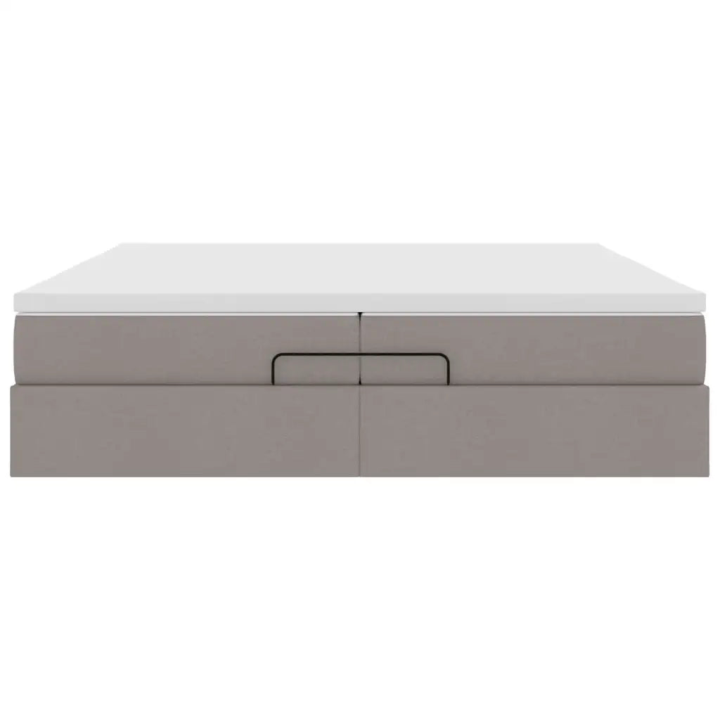 Struttura Letto Pouf con Materassi Tortora 200x200 cm Tessuto