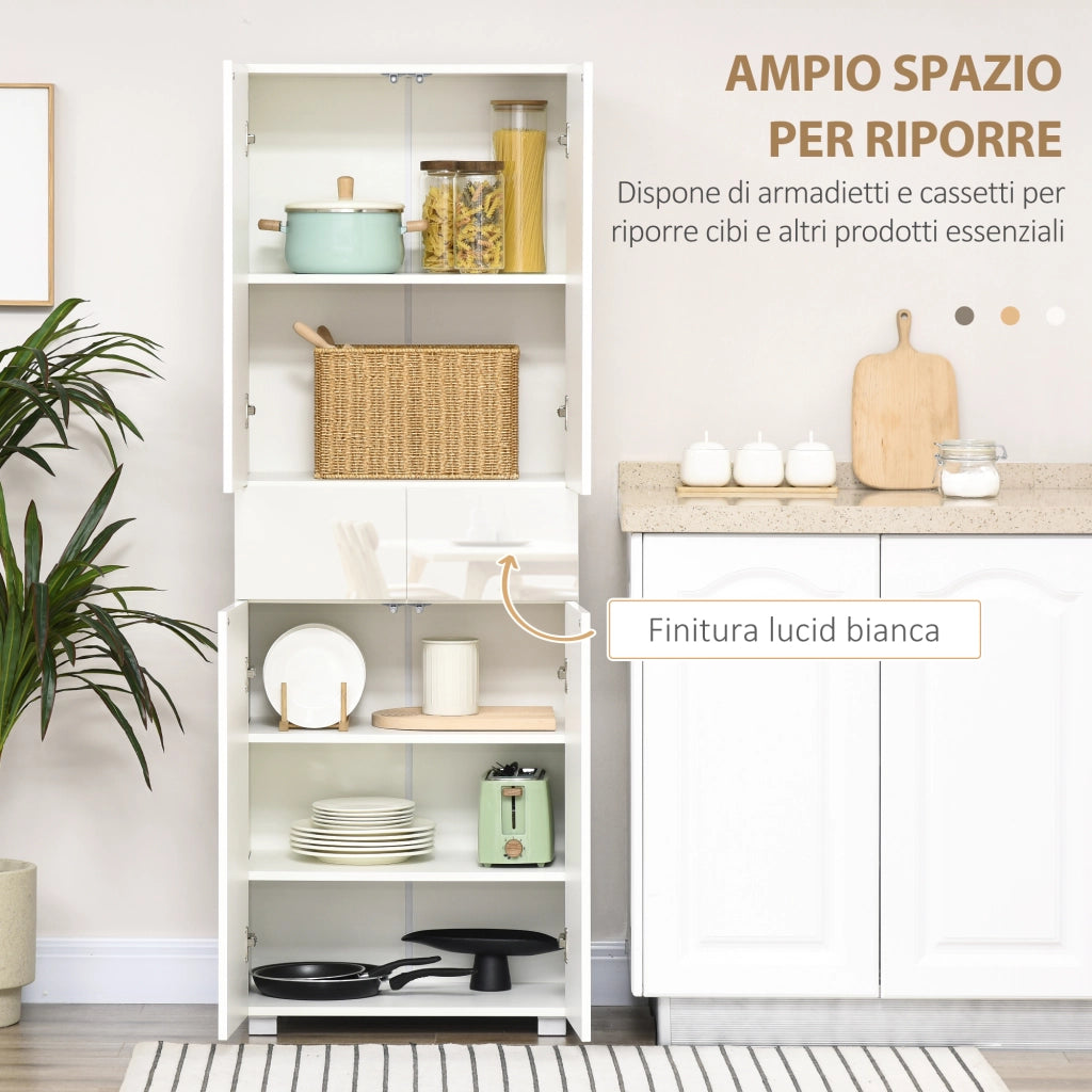 Armadio Cucina con Ante e Ripiani ¨C Zephmum ¨C Bianco 60x35x170 cm