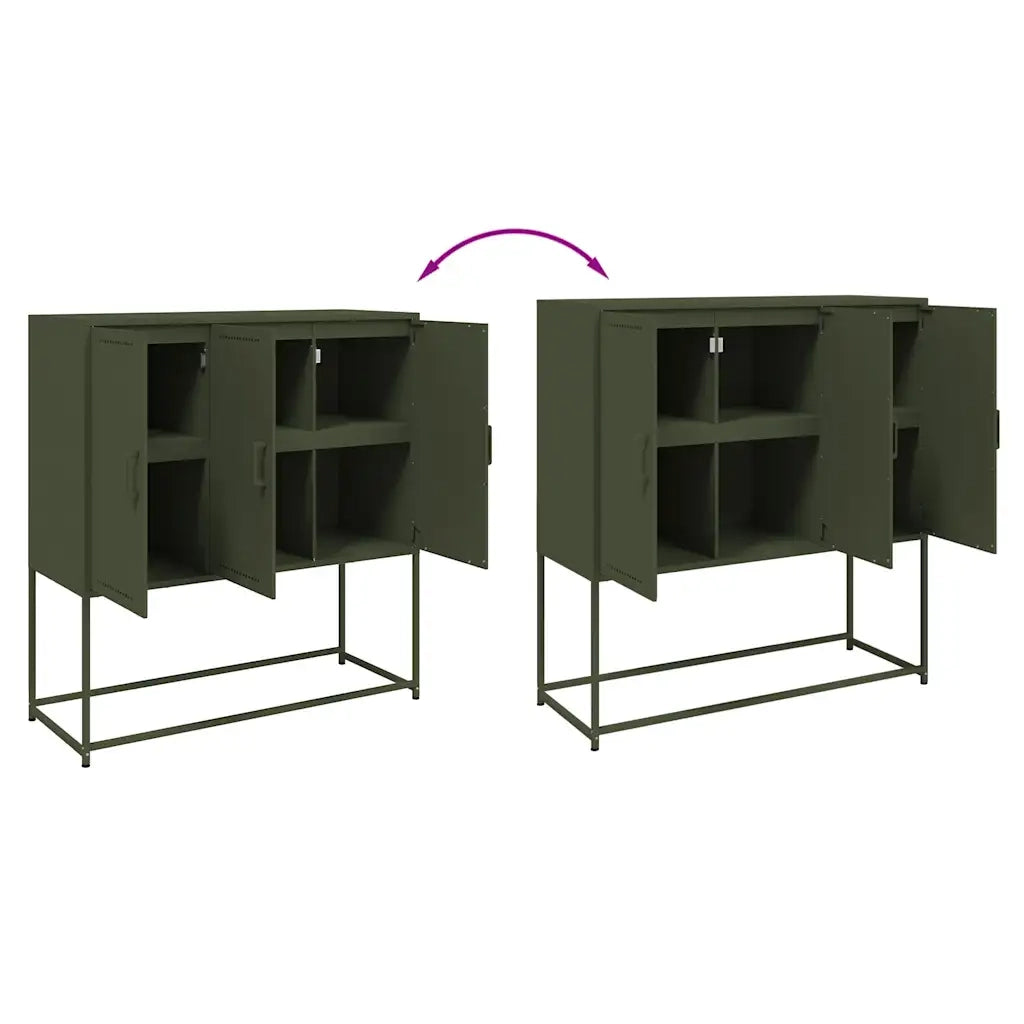 Credenza | Madia | Buffet da pranzo | Armadio da pranzo Verde Oliva 100,5x39x107 cm in Acciaio