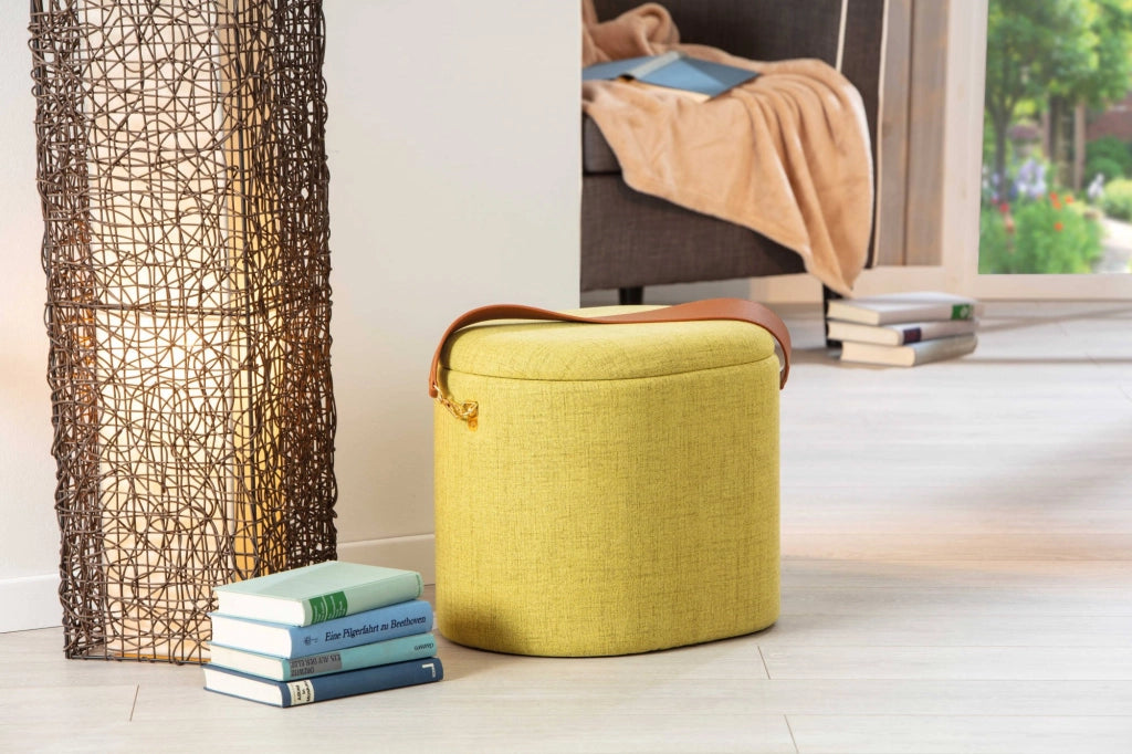 Marmi, Pouf Materiale Struttura in Tessuto, 42x36x30h cm Giallo