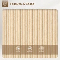 Set 2 Sgabelli Bar Girevoli con Schienale e Braccioli, Rivestimento in Velluto a Coste e Poggiapiedi, Beige