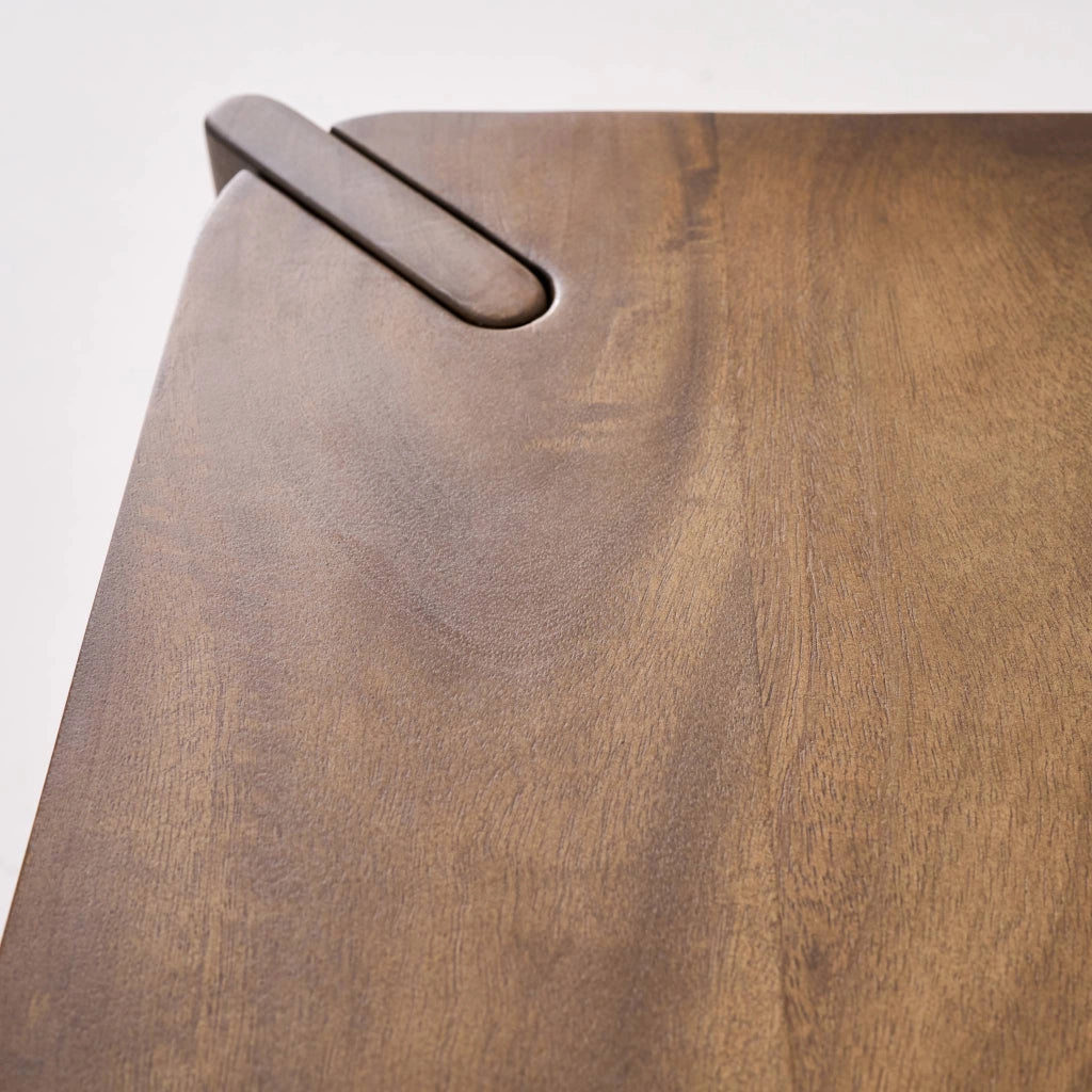 Tavolino esotico quadrato in legno massello, 80cm, noce