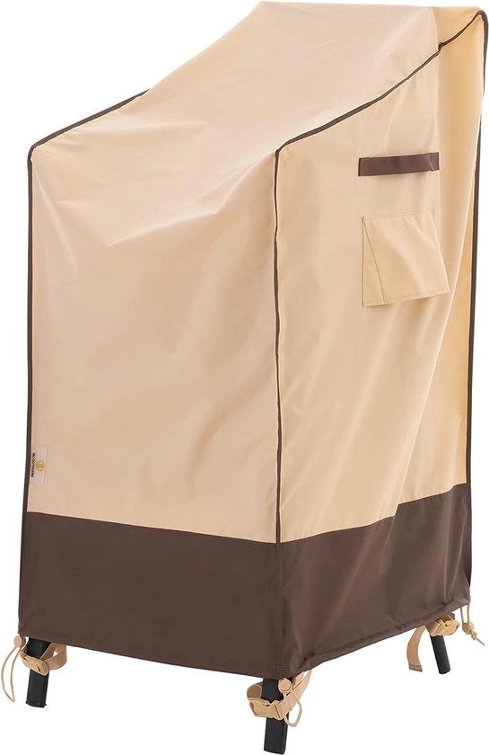 Coprioggetto per sedili esterni, impermeabile, resistente ai raggi UV, robusto, coprioggetto per sedili a pila, sedili con schienale alto, per estate e inverno, 69 x 94 x 91/119 cm, beige