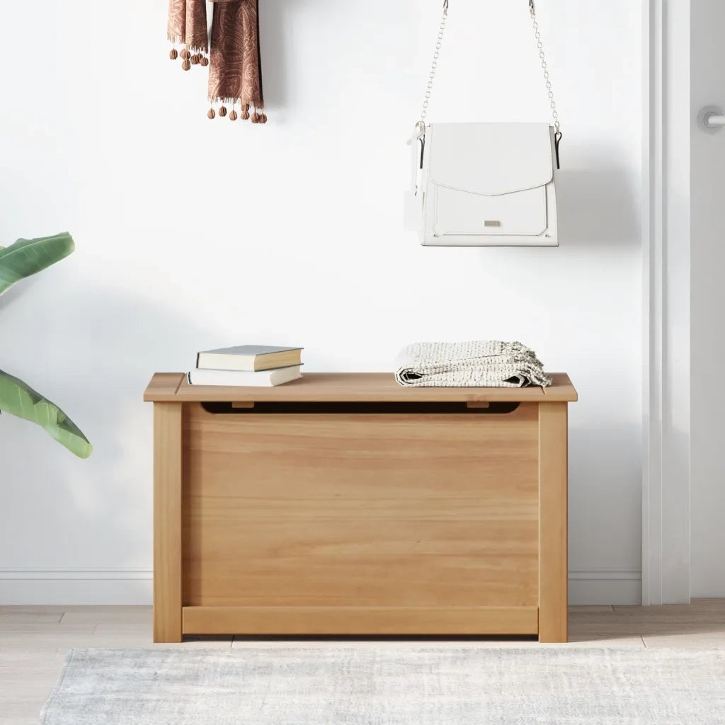 Cesta con Coperchio PANAMA 79x42x46 cm Legno Massello di Pino 4016387