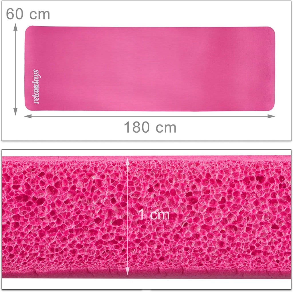 Tappetino yoga in gomma spessa 1 cm con tracolla per ginnastica pilates aerobica rosa 13_0002843_7