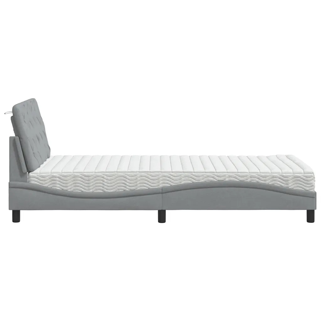 Letto con Materasso Grigio Chiaro 100x200 cm in Tessuto 3310720