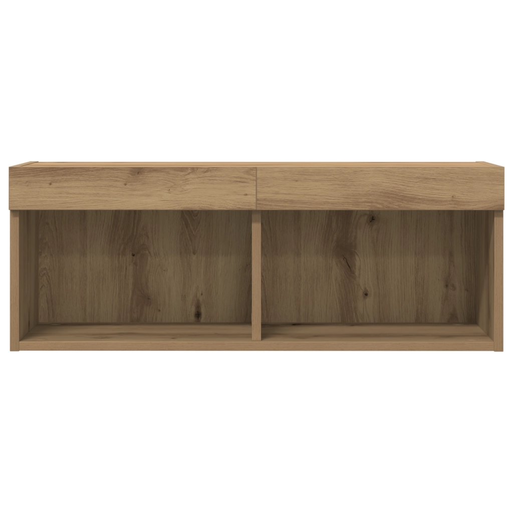 Armadi da muro per TV  con luci LED 2 pezzi Rovere Artigianale 80x30x30 cm