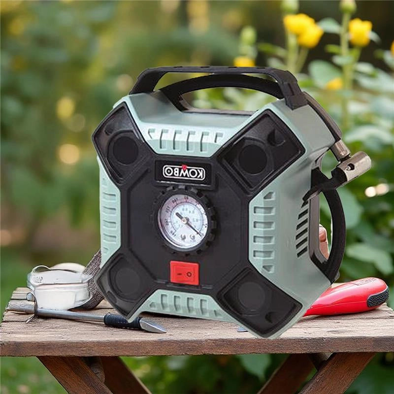 COMPRESSORE ELETTRICO PORTATILE  DA 12V CON 3 ADATTATORI E CAVO DA 3 MT PRESSIONE MAX: 160PSI/11BAR  OKP