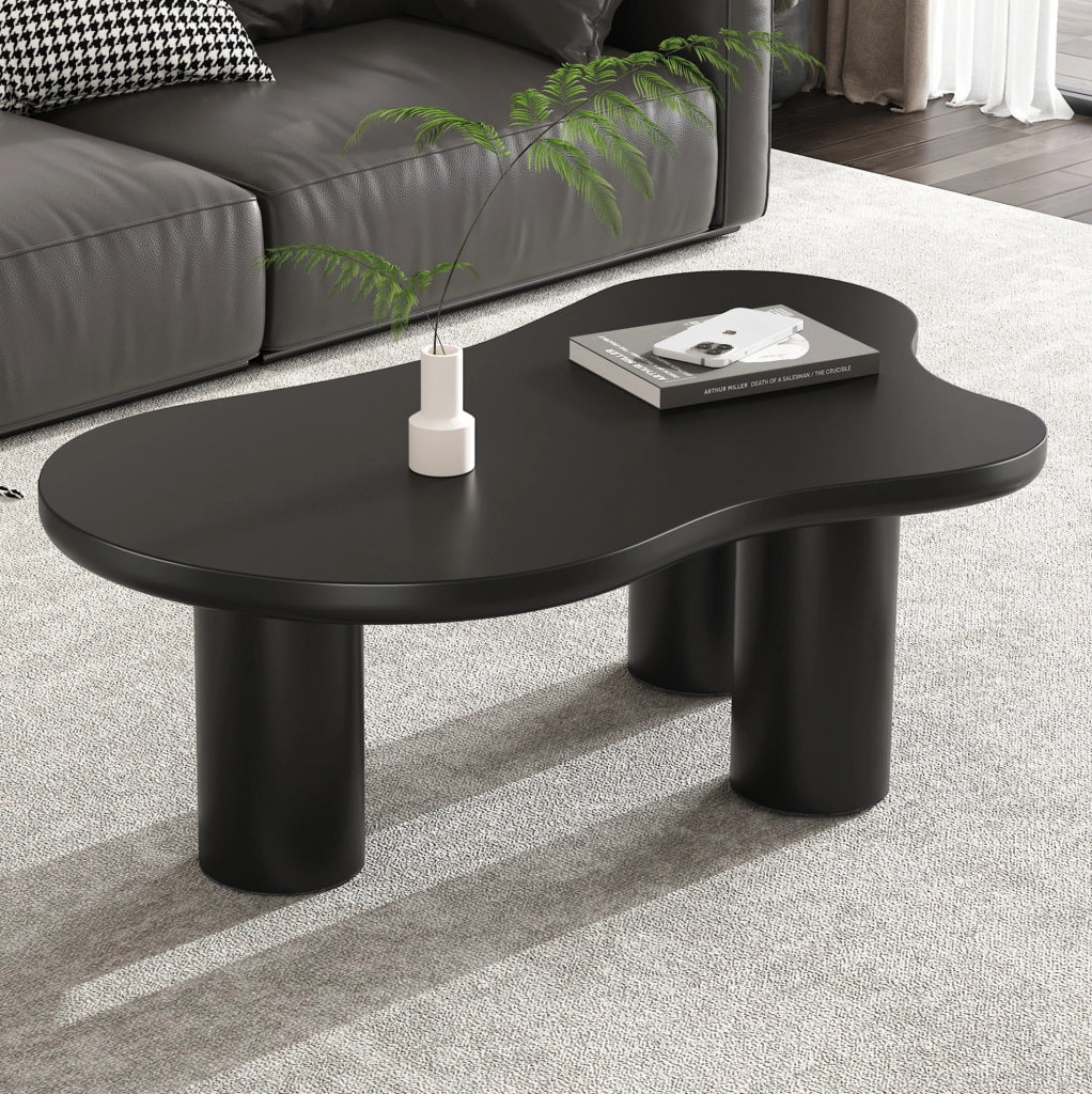 Tavolino da caffè 107x66x40.5 cm a forma di nuvola in MDF nero