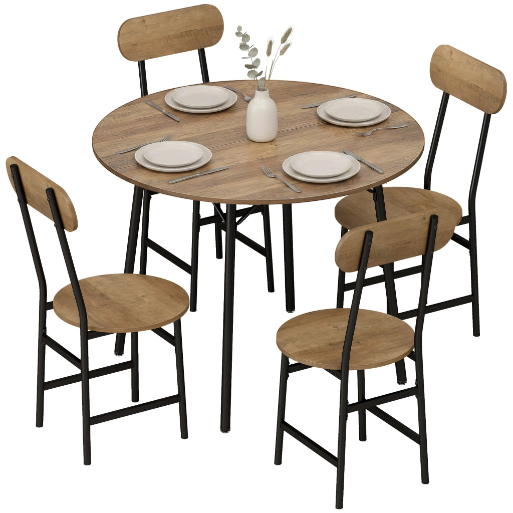 Set Tavolo e Sedie da Pranzo 5 Pezzi per 4 Persone Stile Industriale, Legno e Nero, 100x100x77 cm