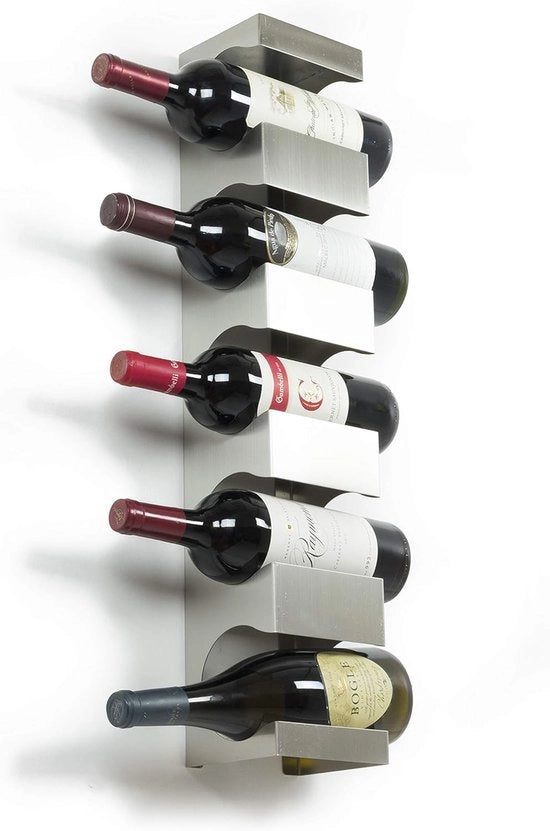 Scaffale per Vino da Parete per 5 Bottiglie - Supporto per Bottiglie in Acciaio Inossidabile e Organizzazione Cucina