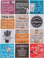 Set di 12 Sostegni in Vetro - Slogans Divertenti - 9,5 x 9,5 cm - Fondotondo Curvo