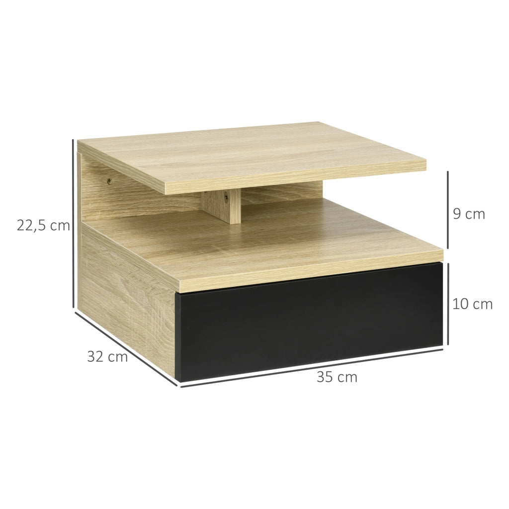 Comodino pensile con cassetto scorrevole e vano ¨C Xylo ¨C Set 2 pezzi nero effetto rovere