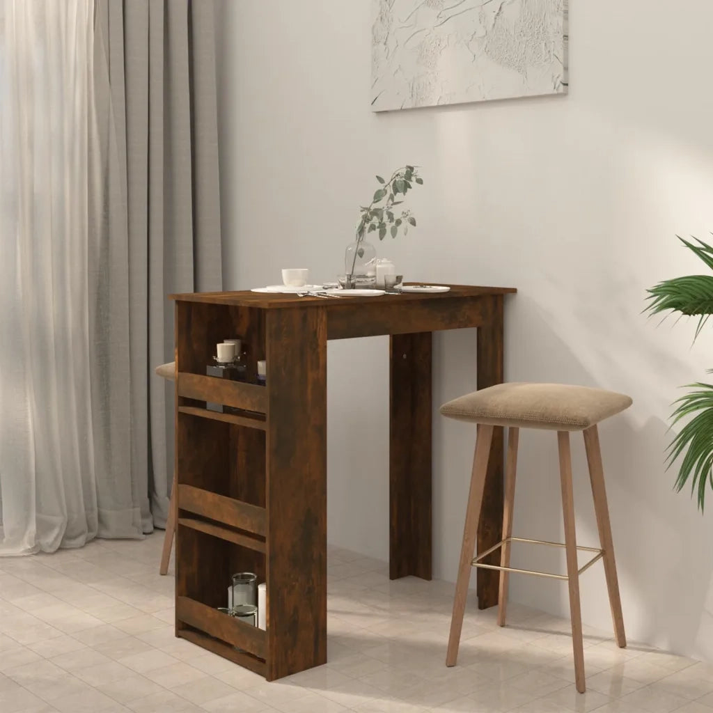 Tavolo Bar con Ripiani Rovere Fumo 102x50x103,5cm in Truciolato 812966