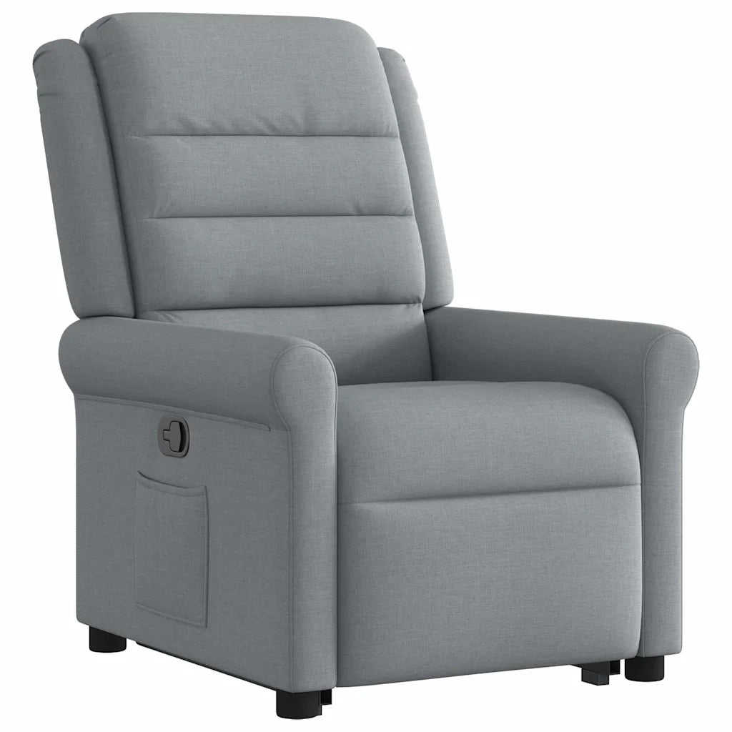 Poltrona Alzapersona Reclinabile Grigio Chiaro in Tessuto 3303314