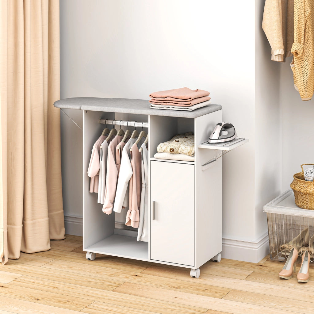Armadio da stiro con ruote ¨C Zephmum ¨C Bianco 127x42.5x99 cm