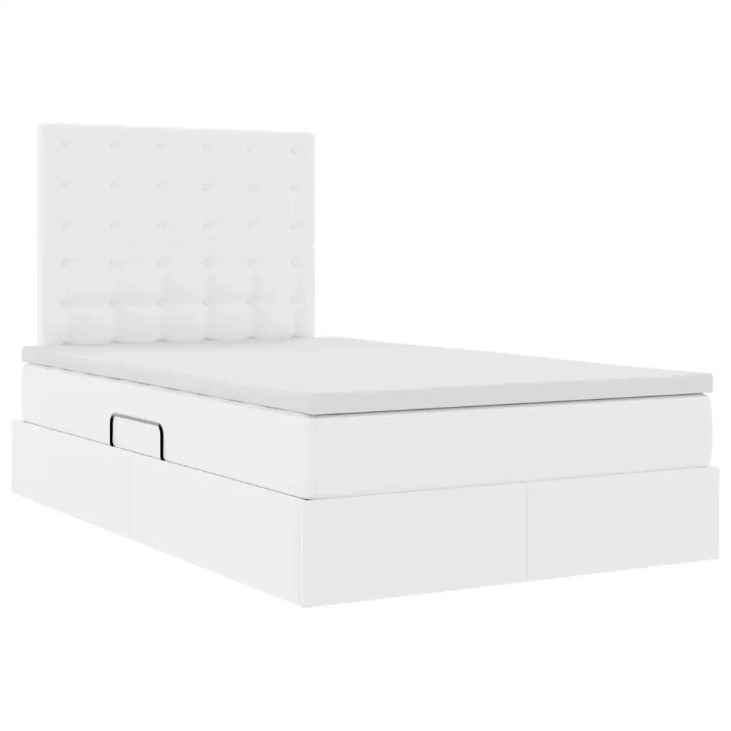 Letto con Contenitore Bianco Puro 120 x 200 cm Pelle Sintetica