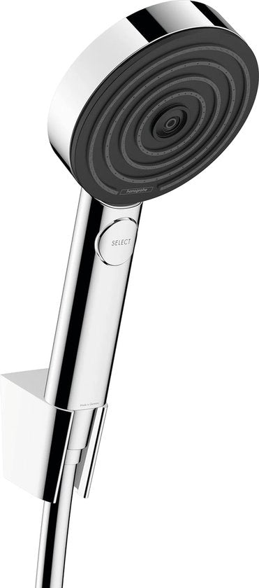 Kit di doccia con tubo e maniglia, doccia manuale con 3 tipi di getto di acqua rilassante, cromato