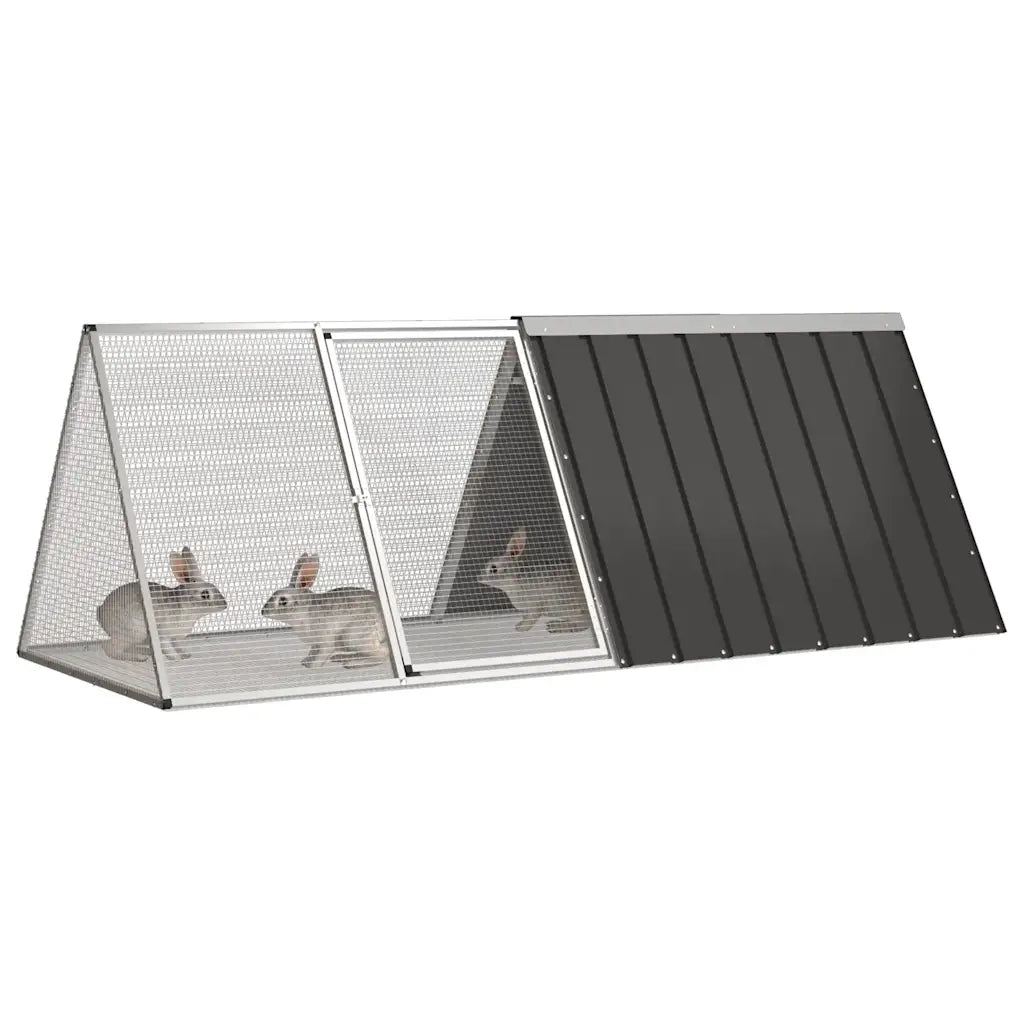 Gabbia per Conigli Antracite 201,5x80,5x71 cm Acciaio Zincato 171536