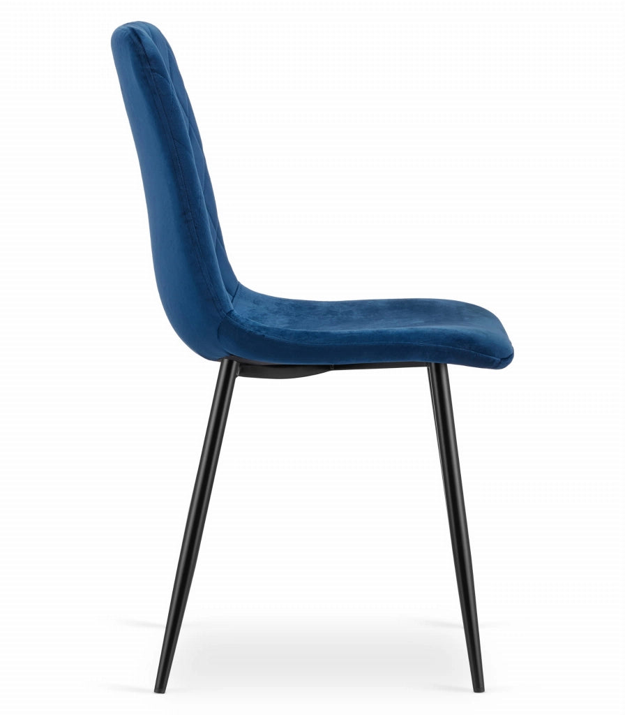 Sedia VALORA TURIN - Design ergonomico in velluto blu navy x 4