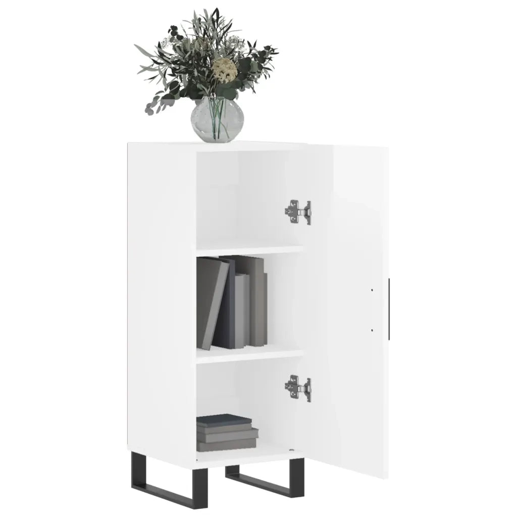Credenza Bianco Lucido 34,5x34x90 cm in Legno Multistrato 828566