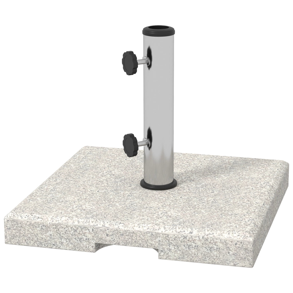 Base per Ombrellone da Giardino 25kg per Pali da ?32mm, ?38mm e ?48mm, in Granito e Acciaio Inox, 38x38x38 cm, Grigia