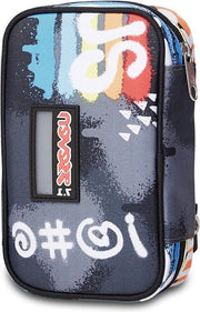 Etui per velocità - 1 chiusura a cerniera - imbottitura rimovibile - etui per penne 2 in 1 - attrezzature scolastiche - nero