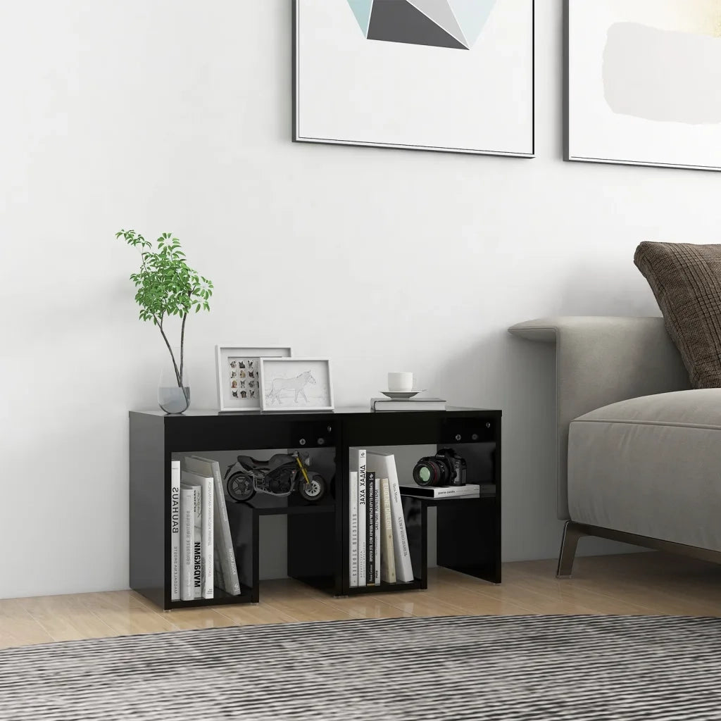 Comodini 2 pz Neri 40x30x40 cm in Legno Multistrato 806331