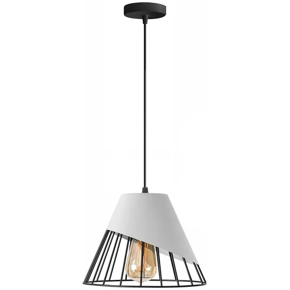 Lampa Da Soffitto Pensile Paralume Metallo Bianco APP228-1CP